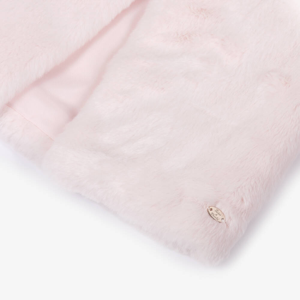 Tartine et Chocolat-Pink Fur Gilet W Bow | Childrensalon Outlet