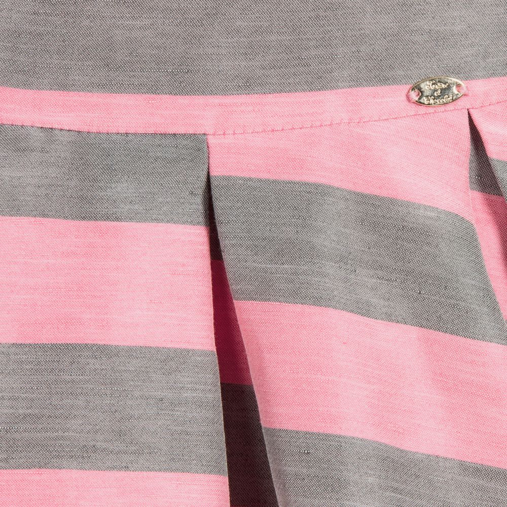 Tartine et Chocolat-Pink & Grey Stripe Dress | Childrensalon Outlet