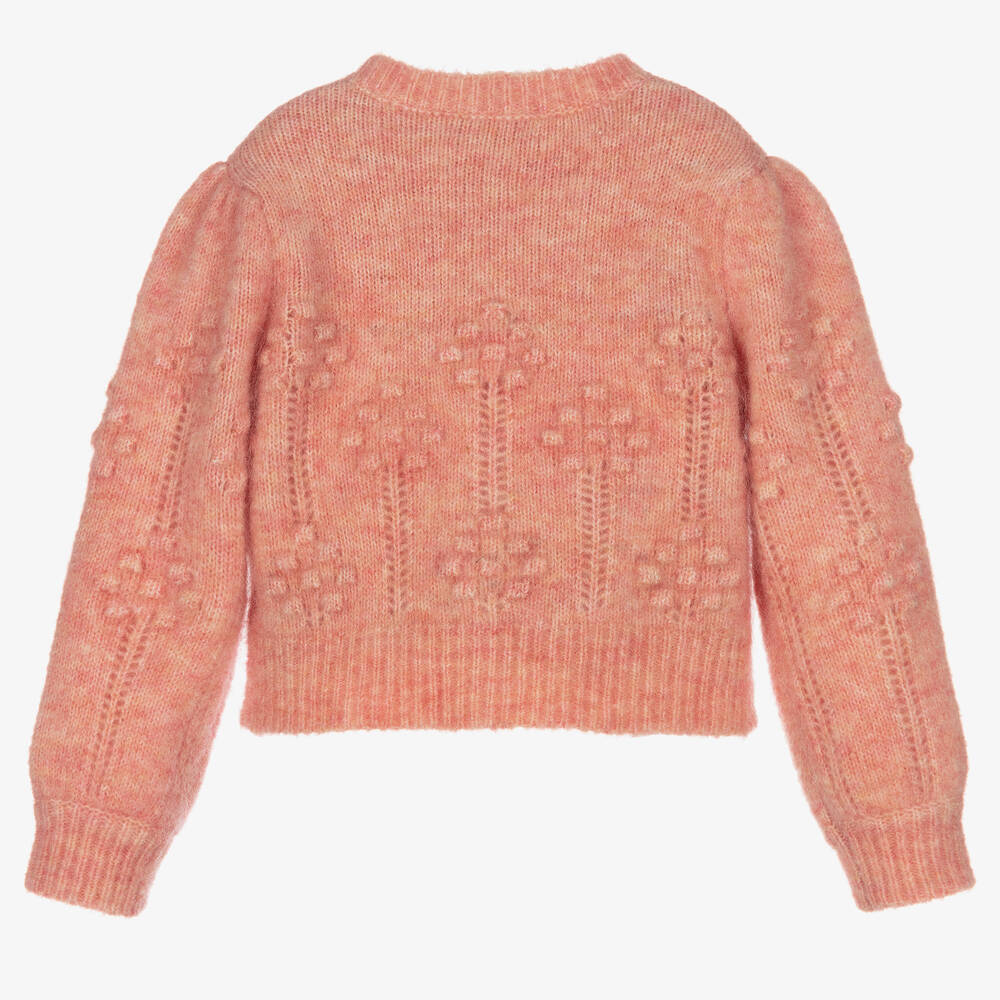Tartine et Chocolat-Pink Knit Mohair Cardigan | Childrensalon Outlet