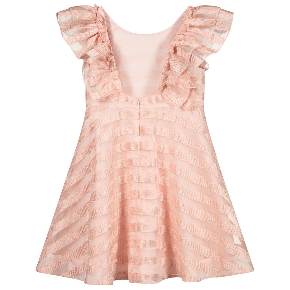 Tartine et Chocolat-Розовое платье из органзы с рюшами | Childrensalon Outlet
