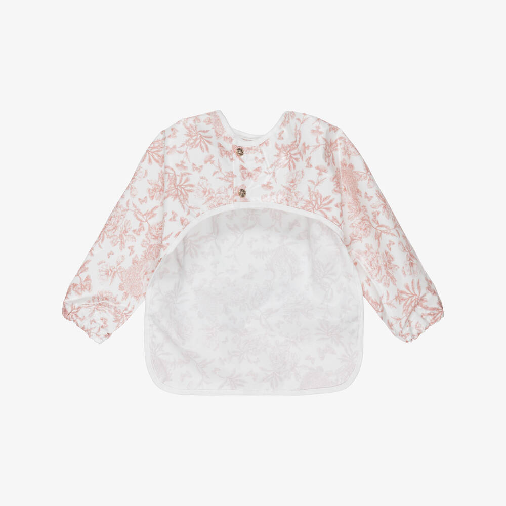 Tartine et Chocolat-Pink Toile De Jouy Apron Bib | Childrensalon Outlet
