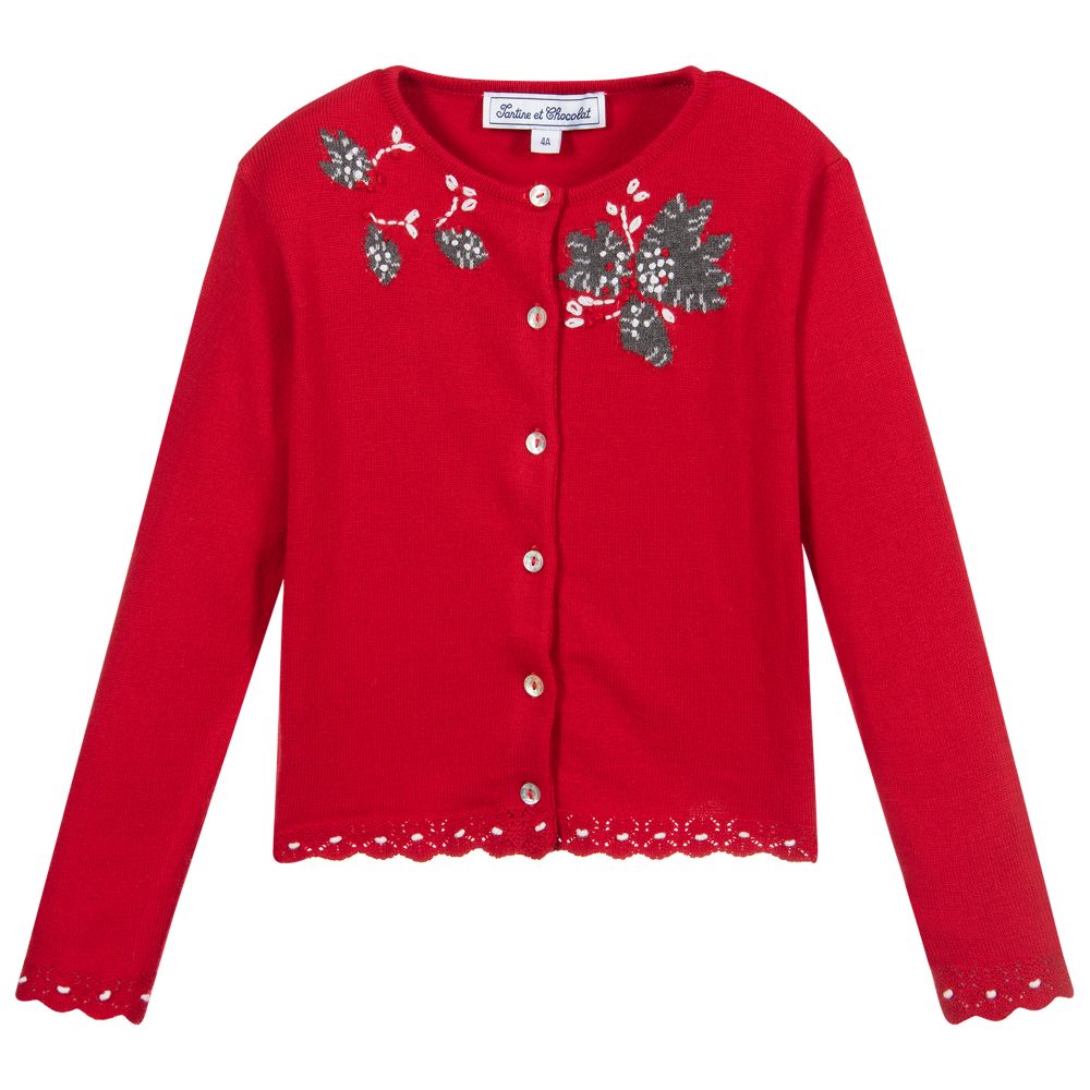 Tartine et Chocolat - Cardigan rouge en maille | Childrensalon