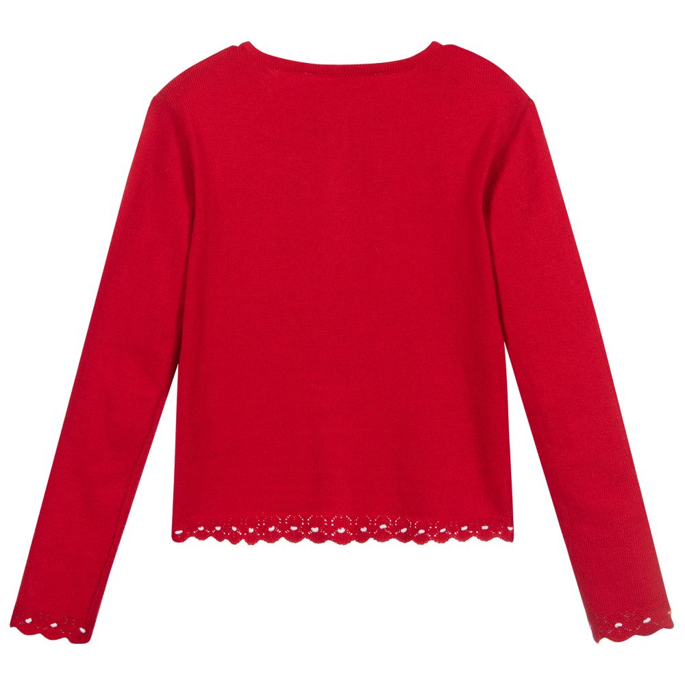 Tartine et Chocolat-كارديغان مزيج قطن، صوف و انغورا لون أحمر للبنات | Childrensalon Outlet