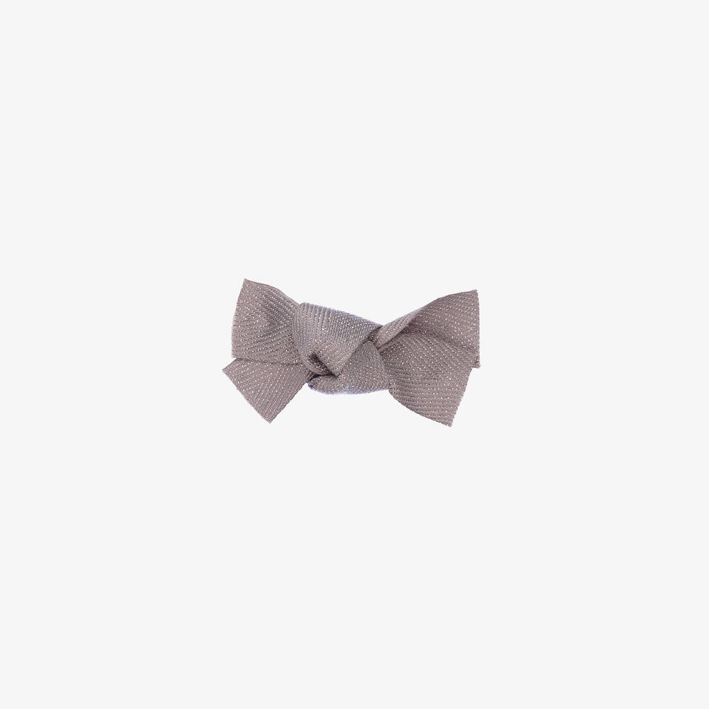 Tartine et Chocolat - Silver Bow Hair Clip (7cm) | Childrensalon