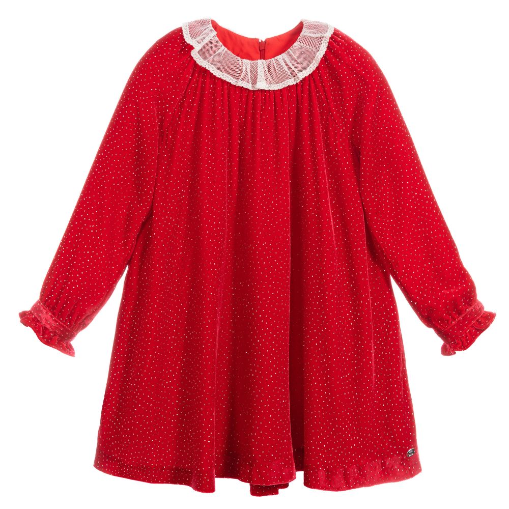 Tartine et Chocolat - Robe rouge scintillante en velours | Childrensalon