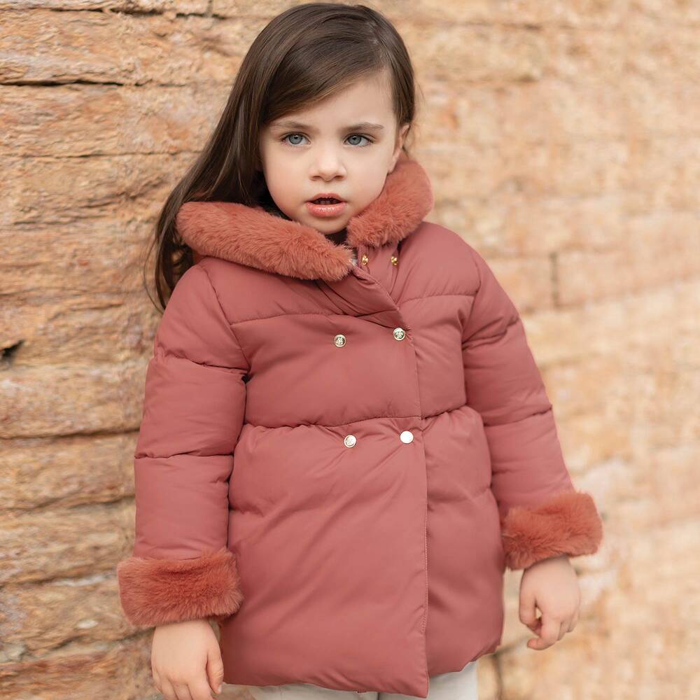 Tartine et Chocolat Terracotta Pink Puffer Coat Childrensalon Outlet