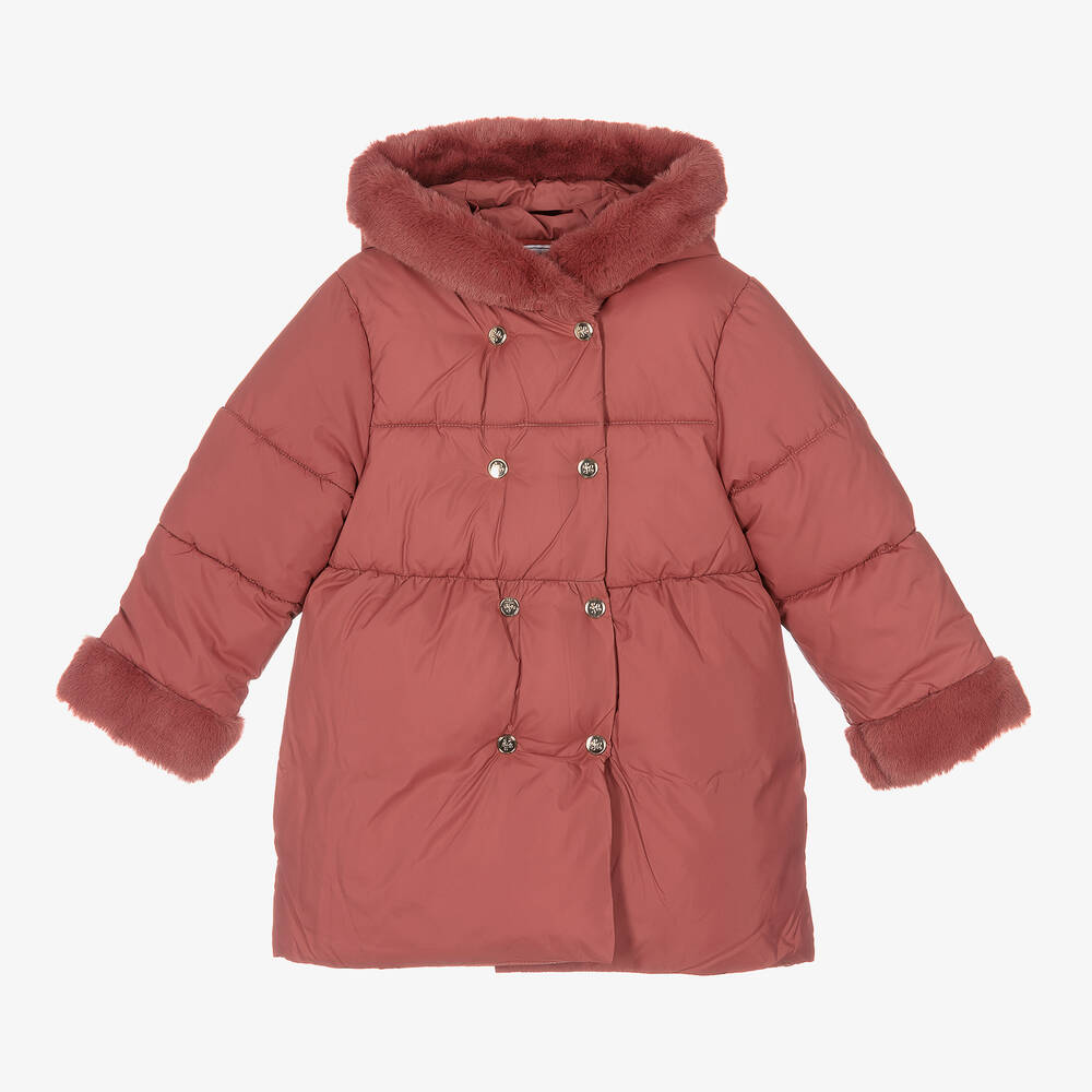 Tartine et Chocolat - Terracotta Pink Puffer Coat | Childrensalon