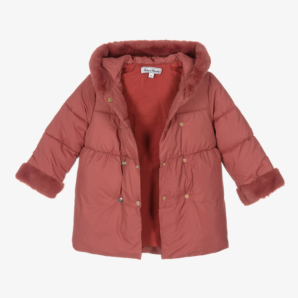 Tartine et Chocolat Terracotta Pink Puffer Coat