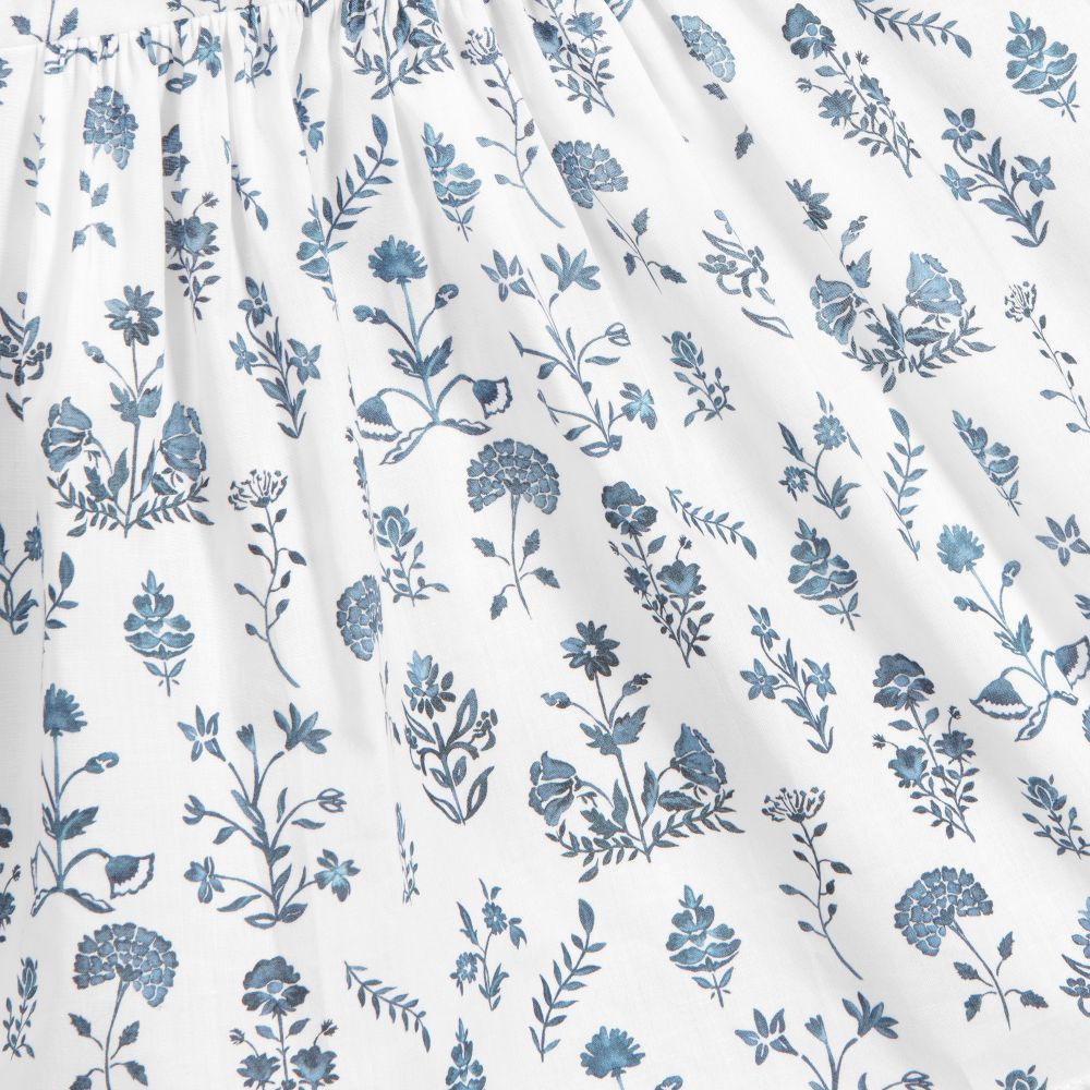 Tartine et Chocolat-White & Blue Floral Blouse | Childrensalon Outlet