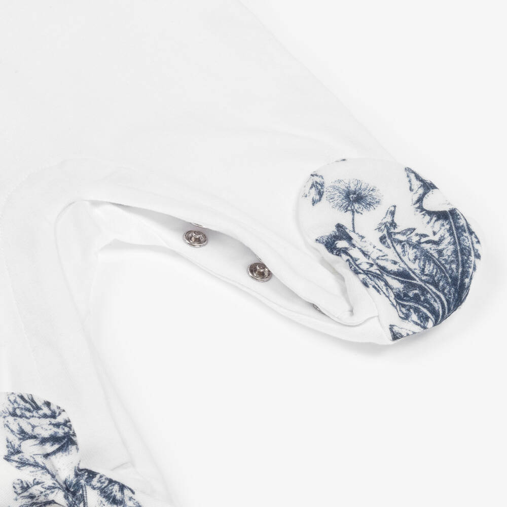 Tartine et Chocolat-White Cotton Babygrow & Soft Toy Gift Set | Childrensalon Outlet