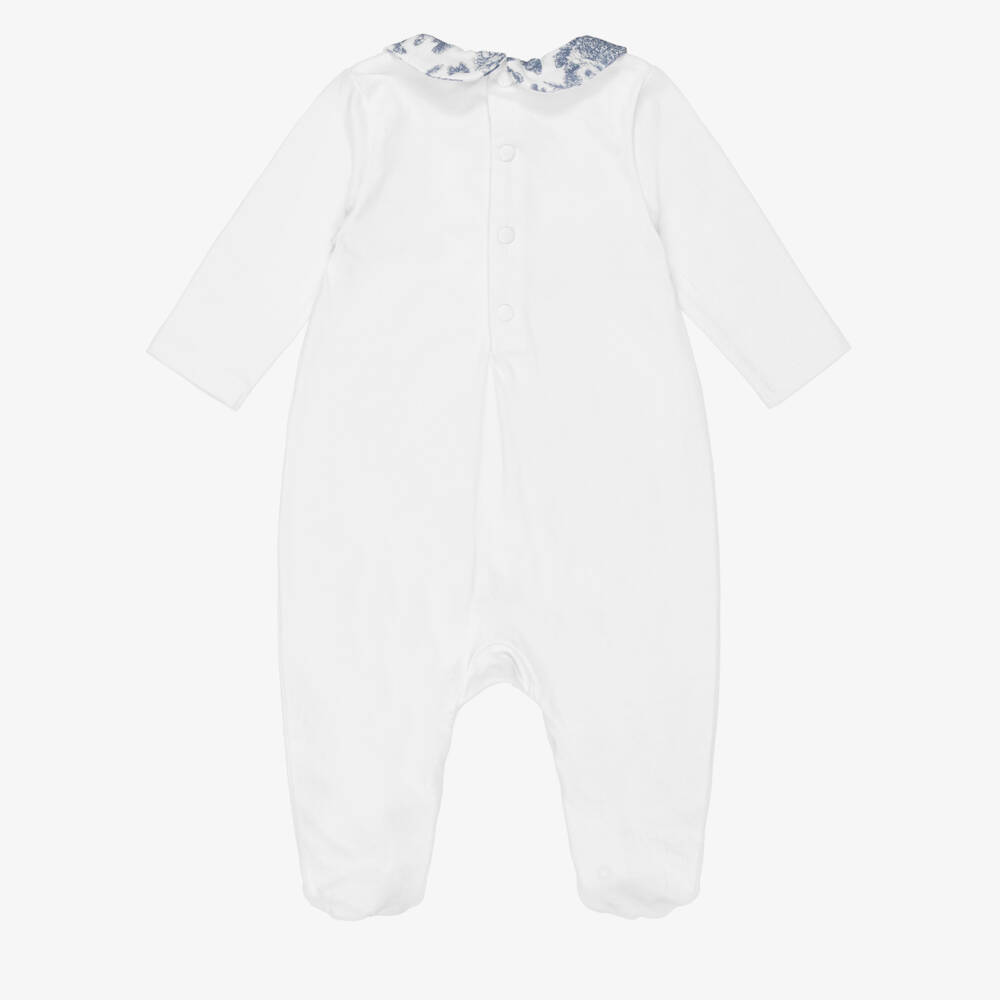Tartine et Chocolat-White Cotton Babygrow & Soft Toy Gift Set | Childrensalon Outlet
