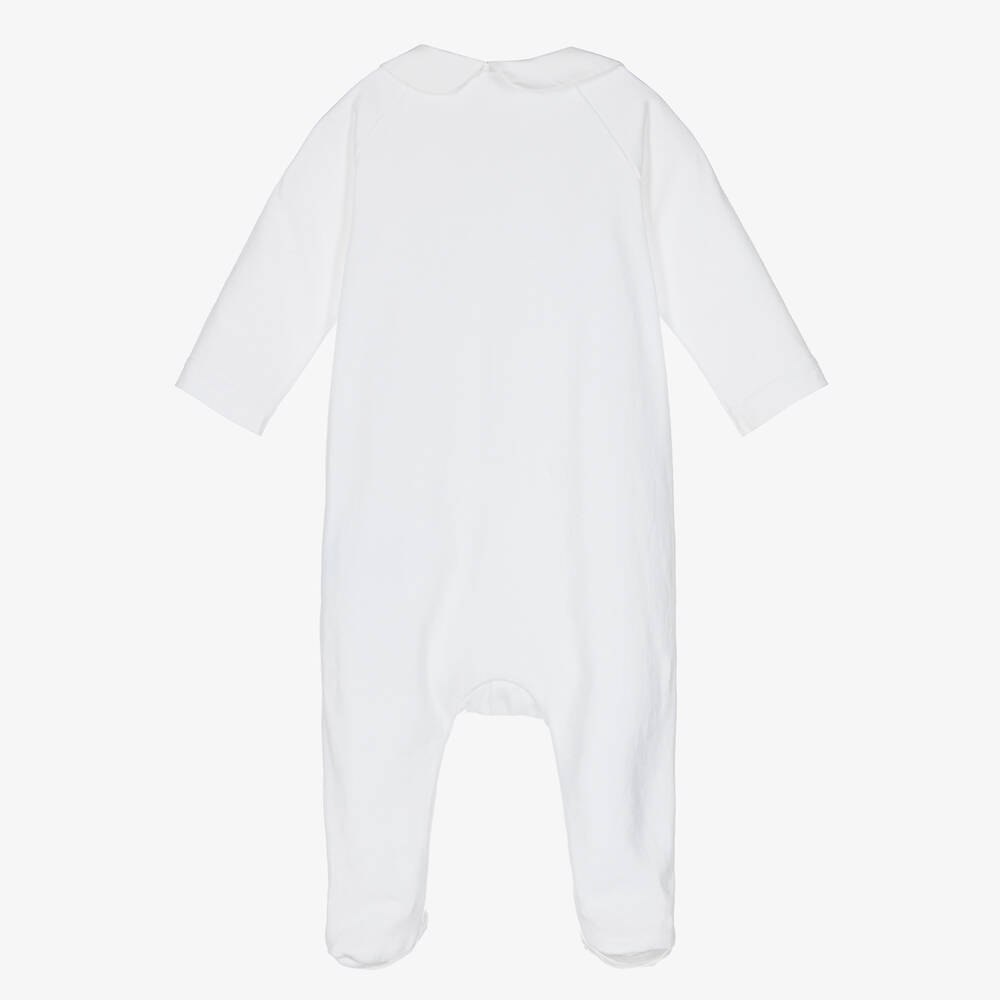 Tartine et Chocolat-White Cotton Bunny Babygrow | Childrensalon Outlet