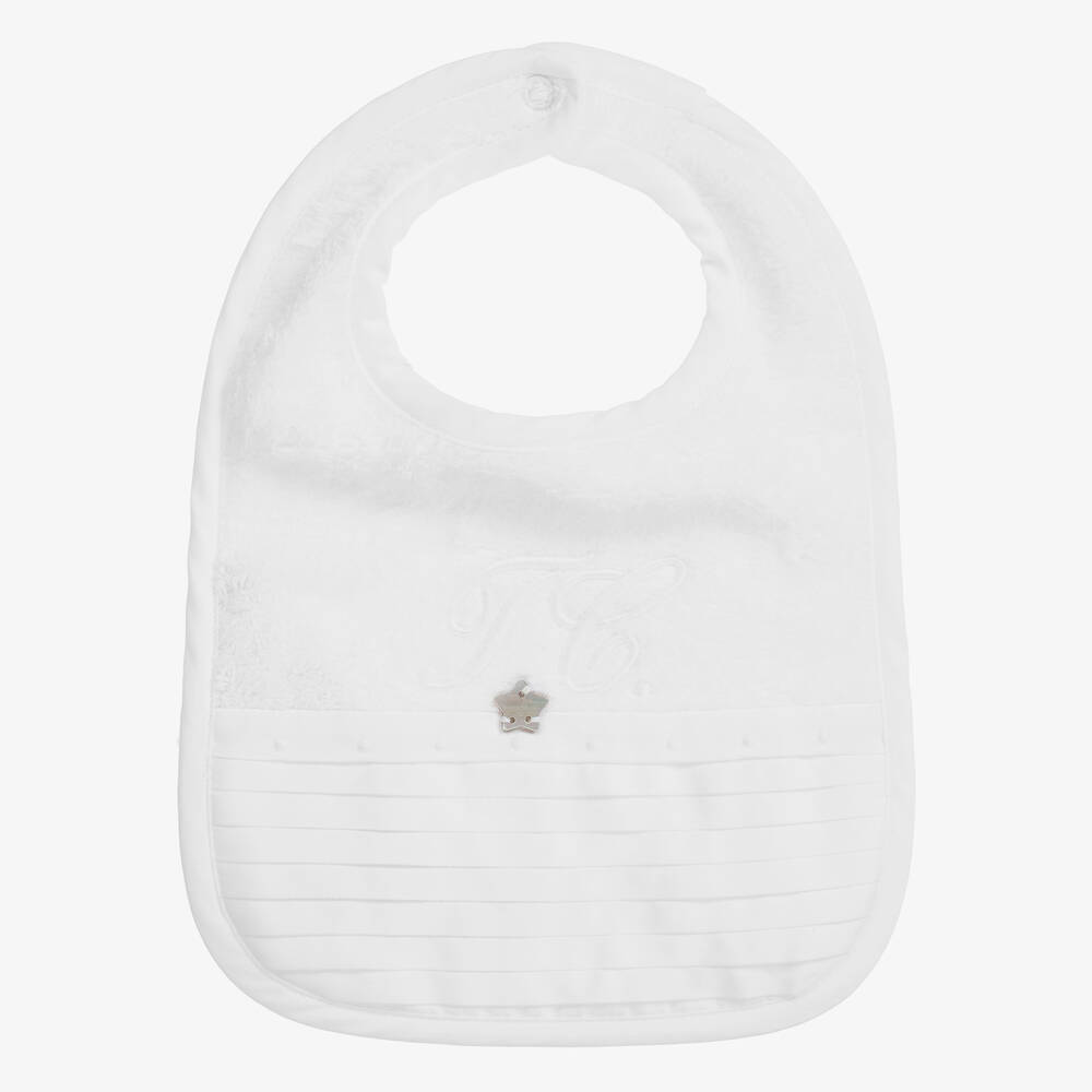Tartine et Chocolat-White Cotton Towelling Baby Bib | Childrensalon Outlet