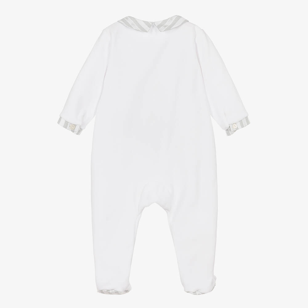 Tartine et Chocolat-أفرول بيبي غرو قطن قطيفة لون أبيض ورمادي للأطفال | Childrensalon Outlet