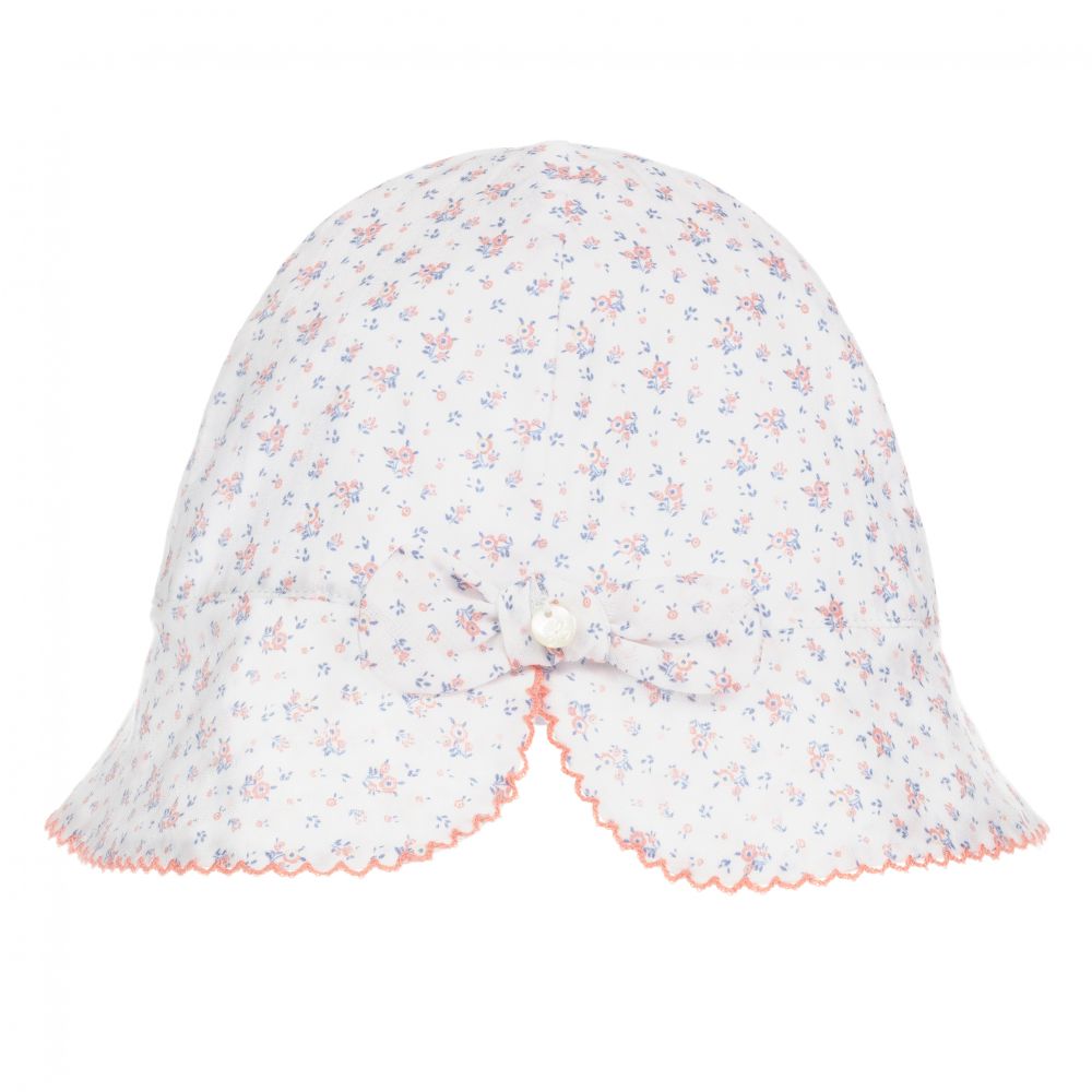 Tartine et Chocolat-White & Pink Cotton Hat | Childrensalon Outlet