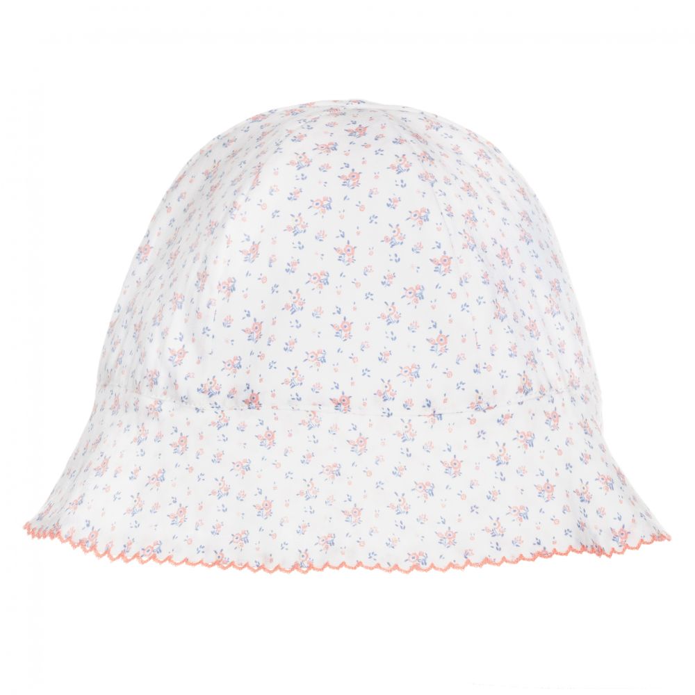Tartine et Chocolat-White & Pink Cotton Hat | Childrensalon Outlet