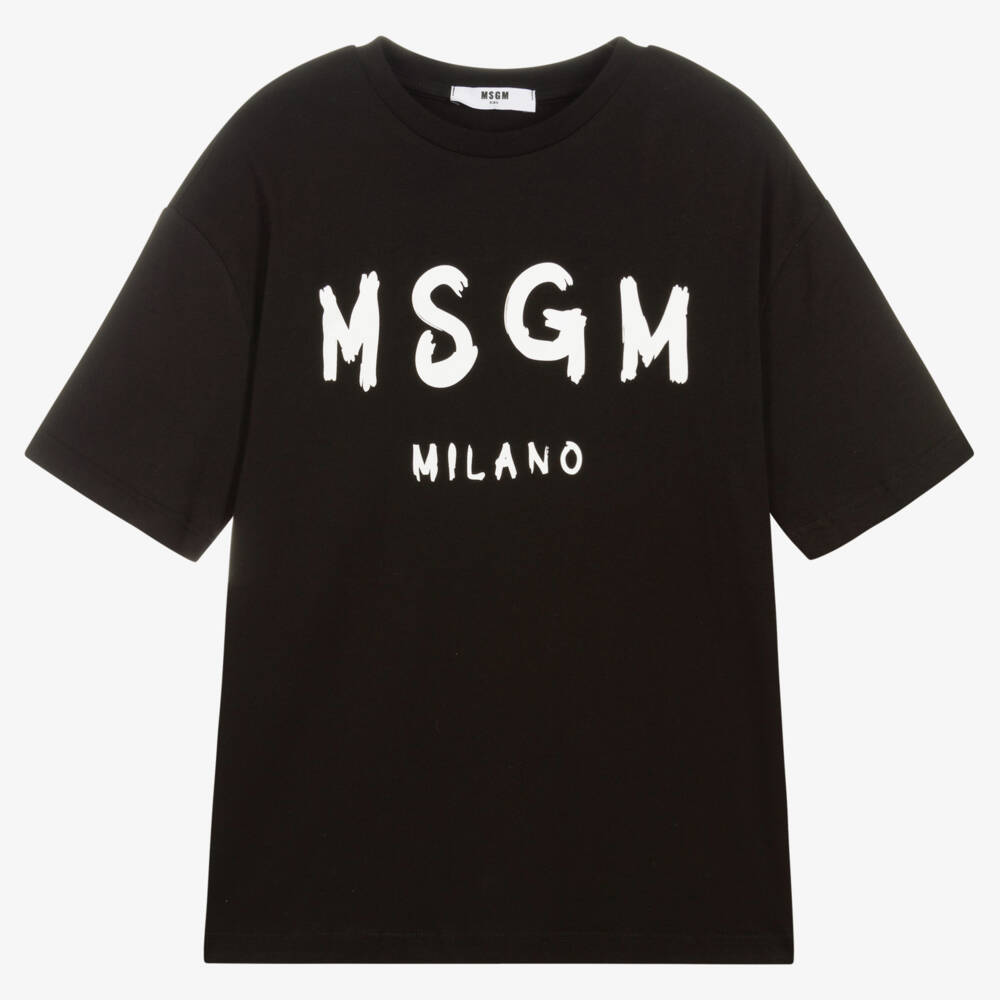 MSGM-Teen Black Cotton Jersey T-Shirt | Childrensalon Outlet