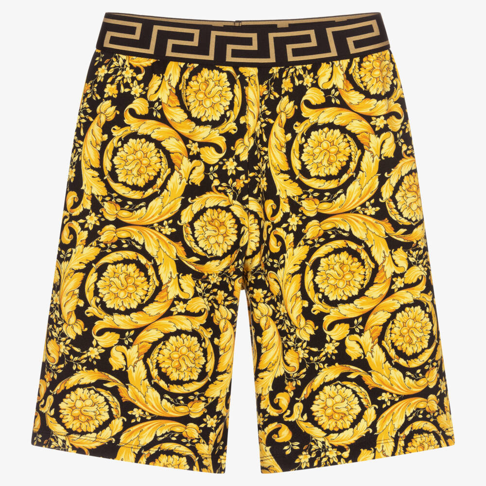Versace-Teen Black & Gold Barocco Shorts | Childrensalon Outlet