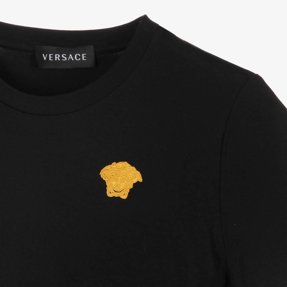 Versace-Teen Black & Gold Medusa T-Shirt | Childrensalon Outlet