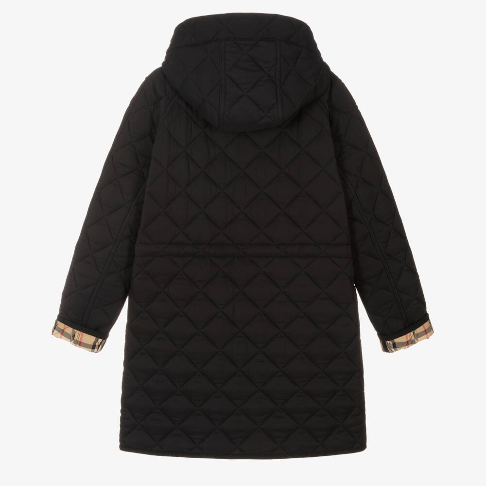 Burberry-Teen Black Quilted Vintage Check Coat | Childrensalon Outlet