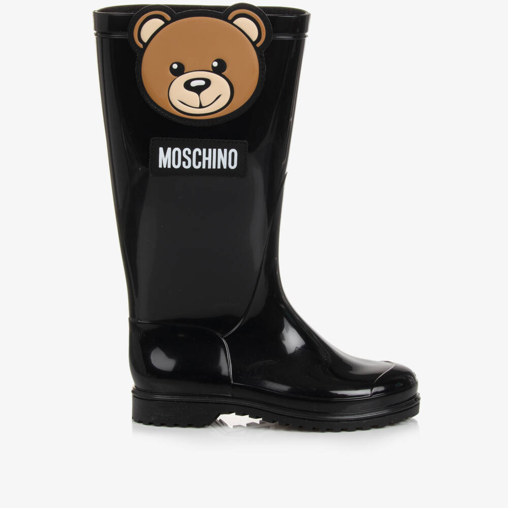 Moschino Kid-Teen-Teen Black Teddy Bear Rain Boots | Childrensalon Outlet