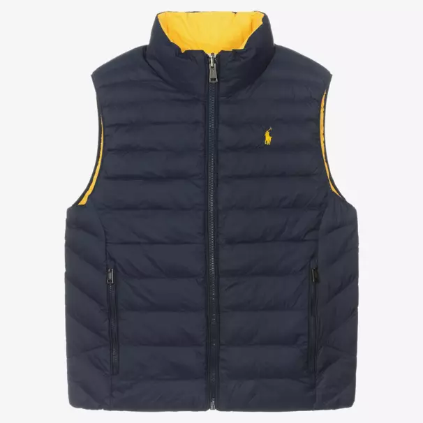 Ralph Lauren-Teen Blue & Yellow P-Layer 2 Reversible Gilet | Childrensalon Outlet