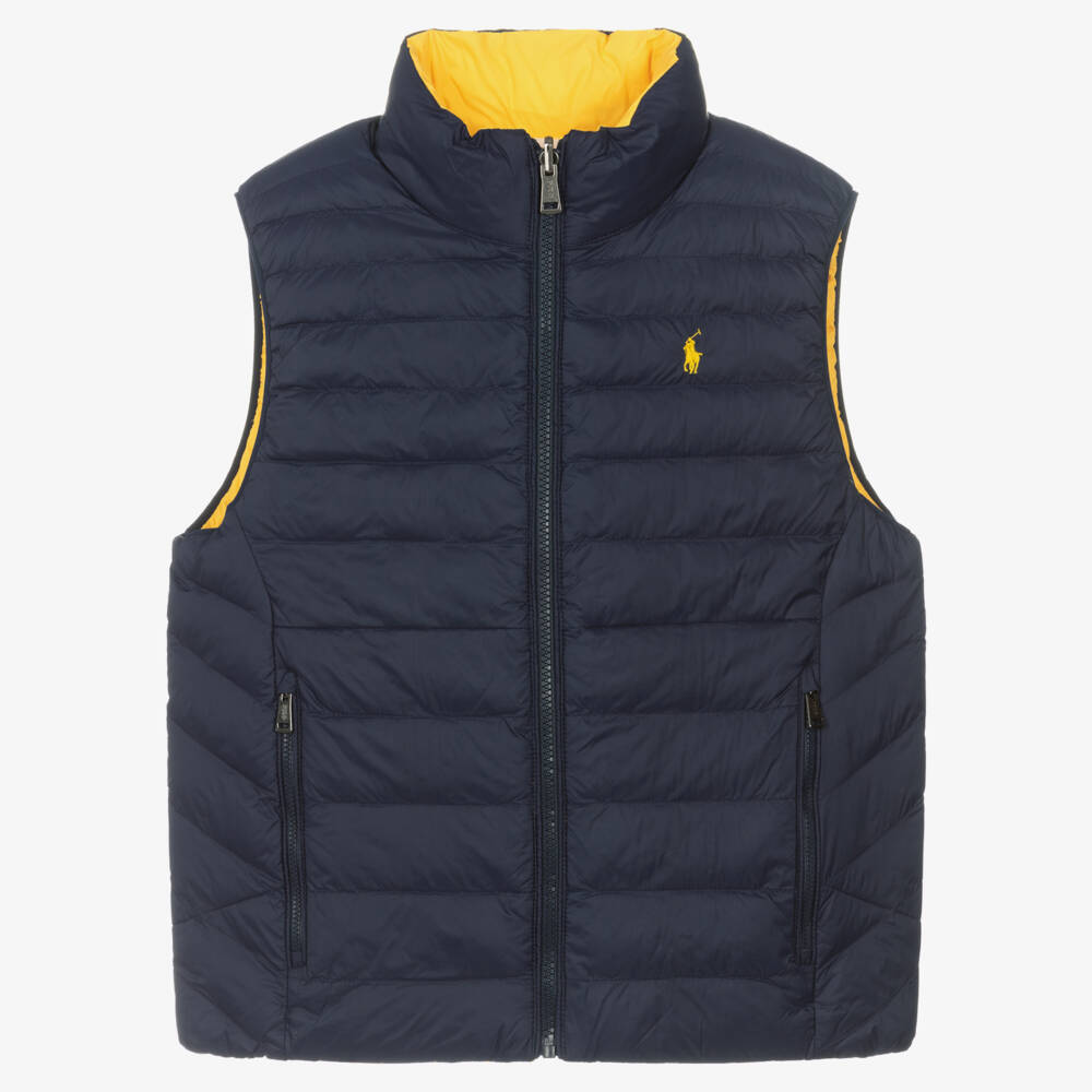 Ralph Lauren-Teen Blue & Yellow P-Layer 2 Reversible Gilet | Childrensalon Outlet
