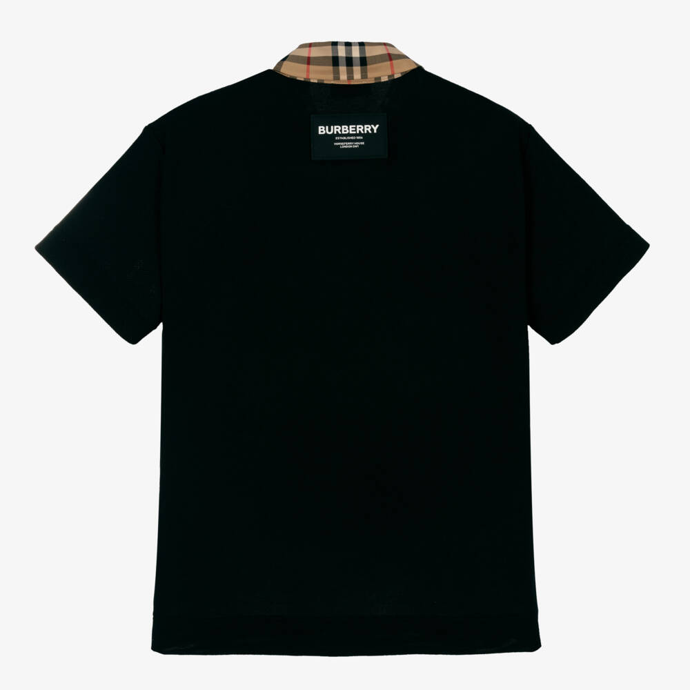 Burberry-Teen Boys Black Logo Polo Shirt | Childrensalon Outlet