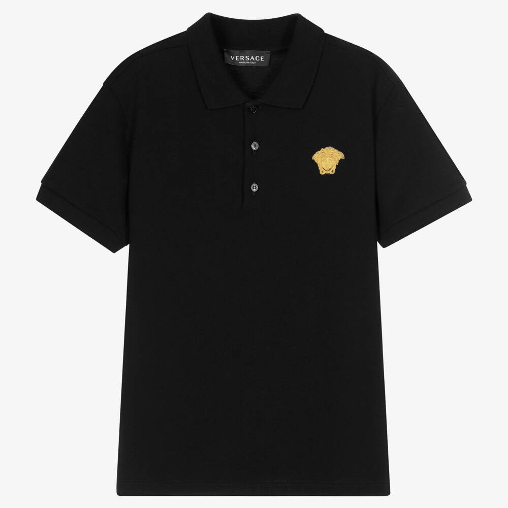 Versace-Teen Boys Black Medusa Polo Shirt | Childrensalon Outlet