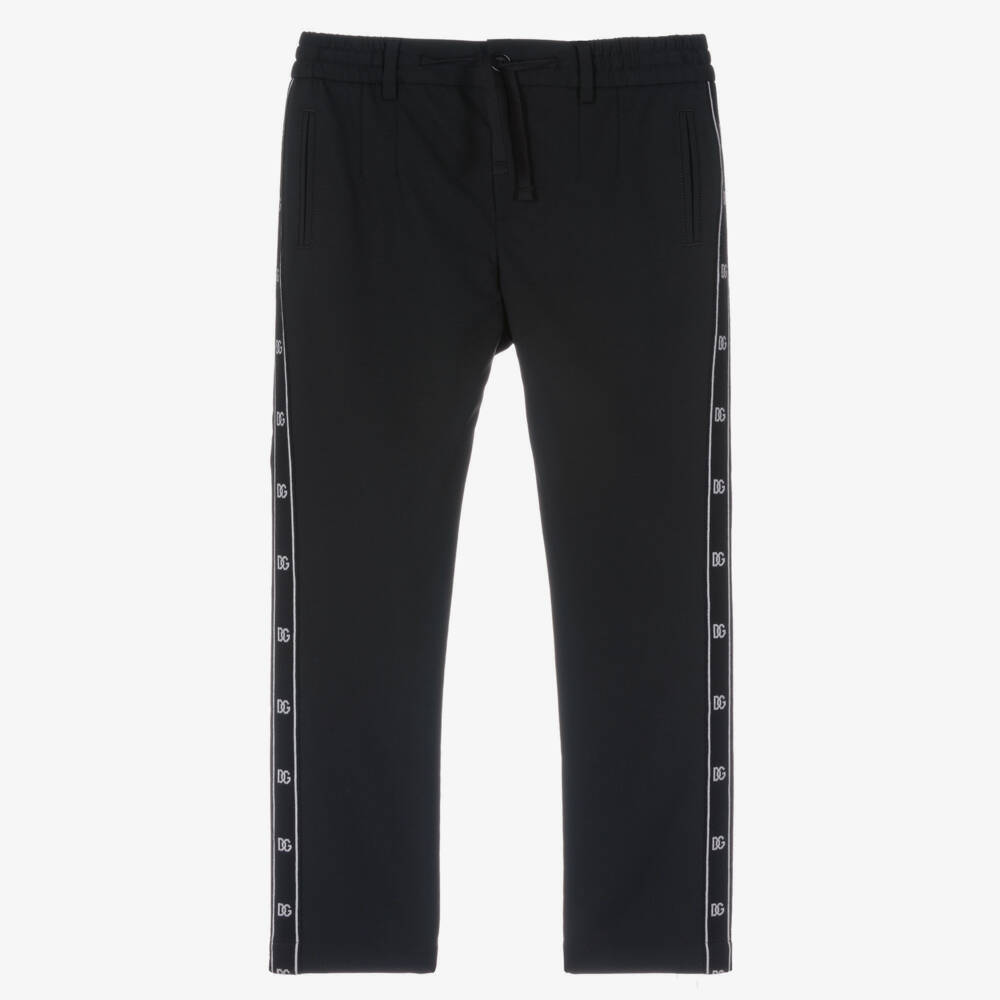 Dolce & Gabbana-Teen Boys Black Wool DG Trousers | Childrensalon Outlet