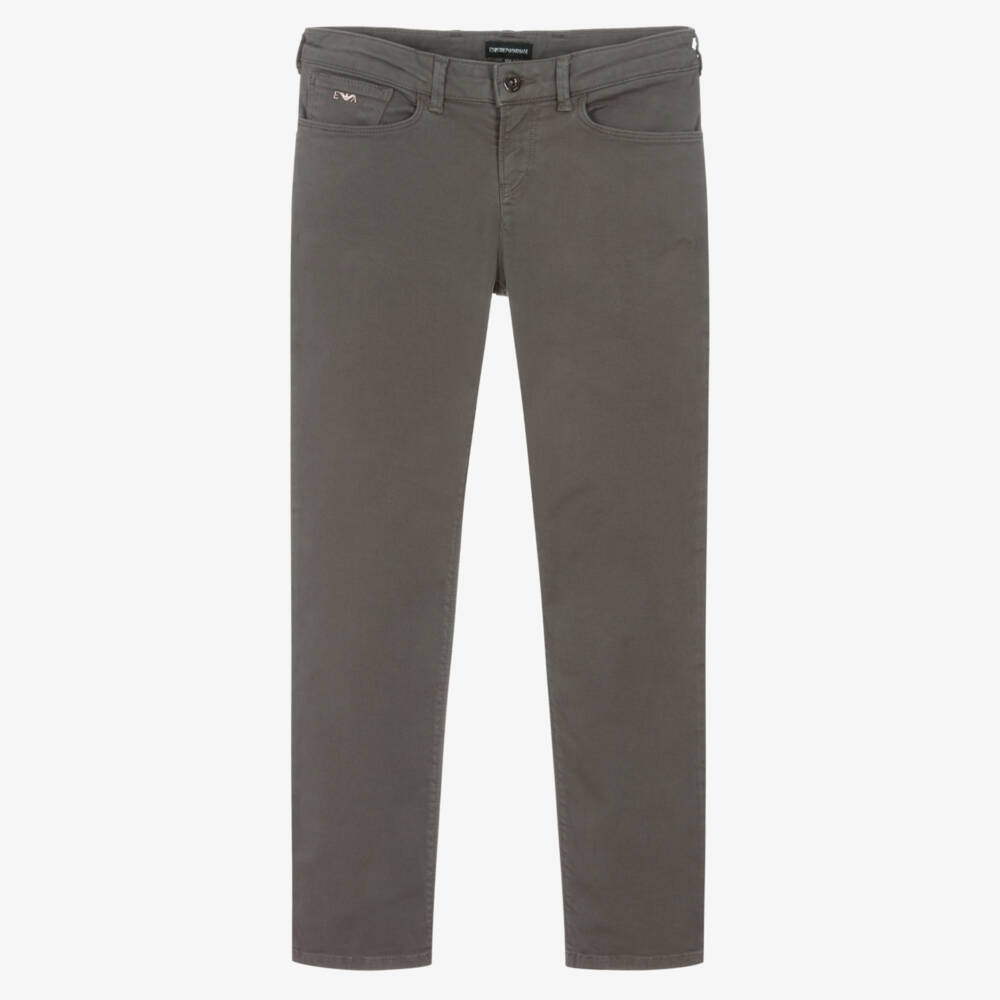 Emporio Armani-Teen Boys Grey Cotton Slim Jeans | Childrensalon Outlet
