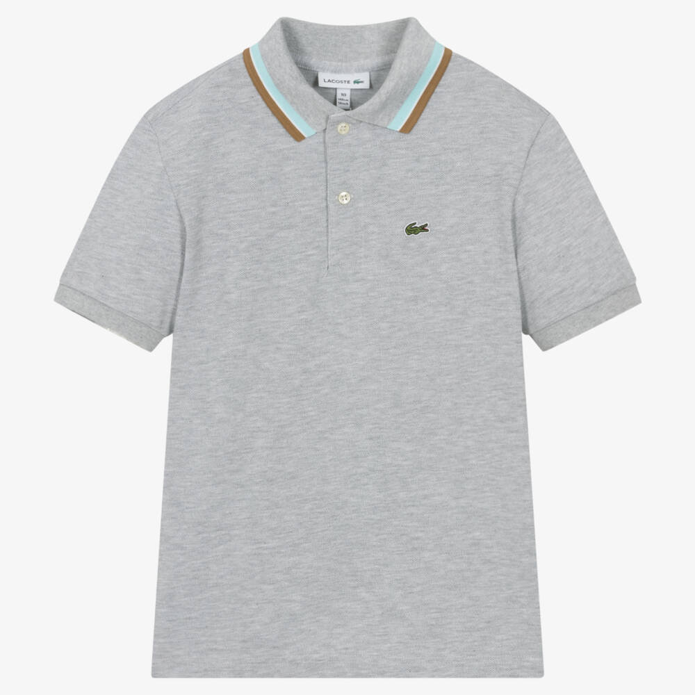 Lacoste-Teen Boys Grey Crocodile Polo Shirt | Childrensalon Outlet
