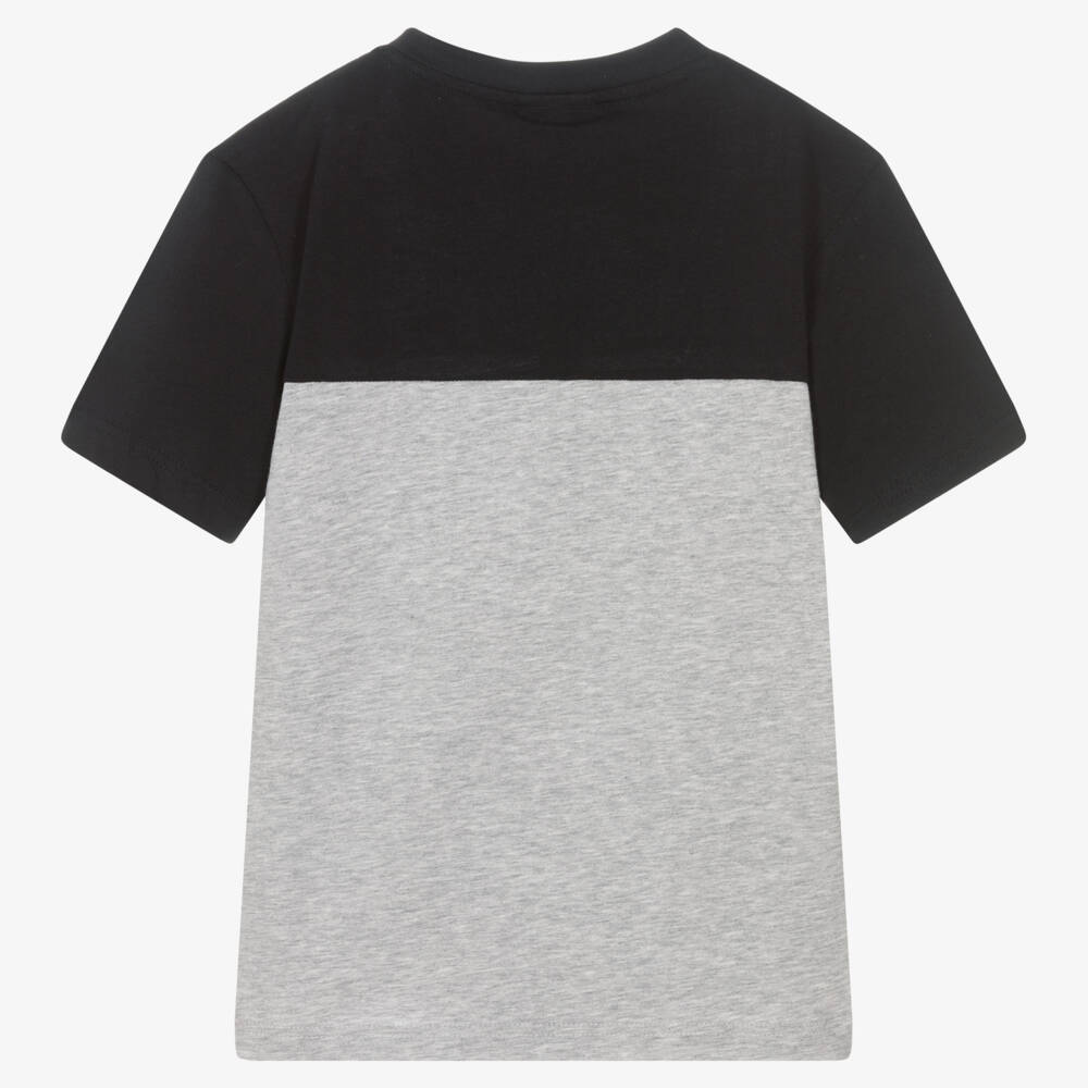 Lacoste-Teen Boys Grey & Navy Blue Cotton T-Shirt | Childrensalon Outlet