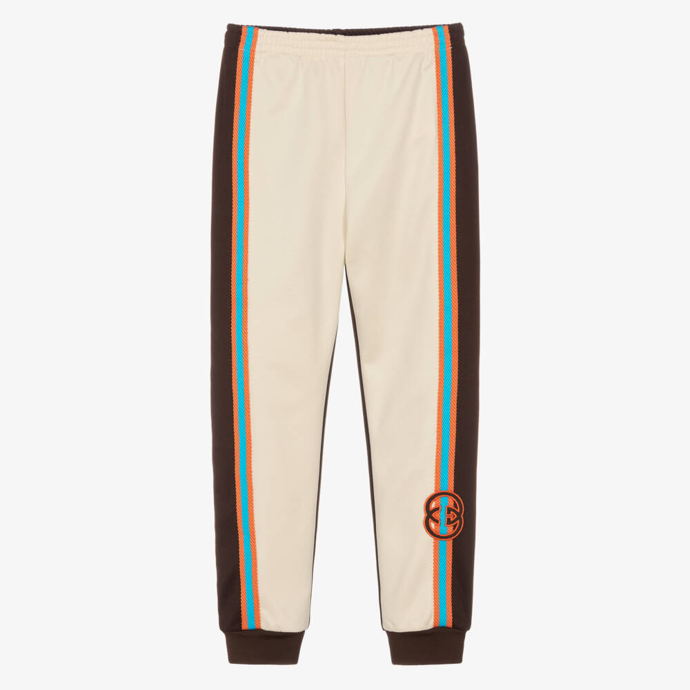 Gucci-Teen Boys Ivory & Brown Web Joggers | Childrensalon Outlet