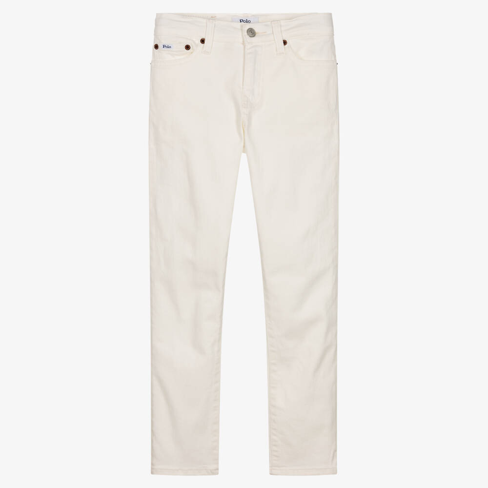 Ralph Lauren-Teen Boys Ivory Slim Stretch Denim Jeans | Childrensalon Outlet