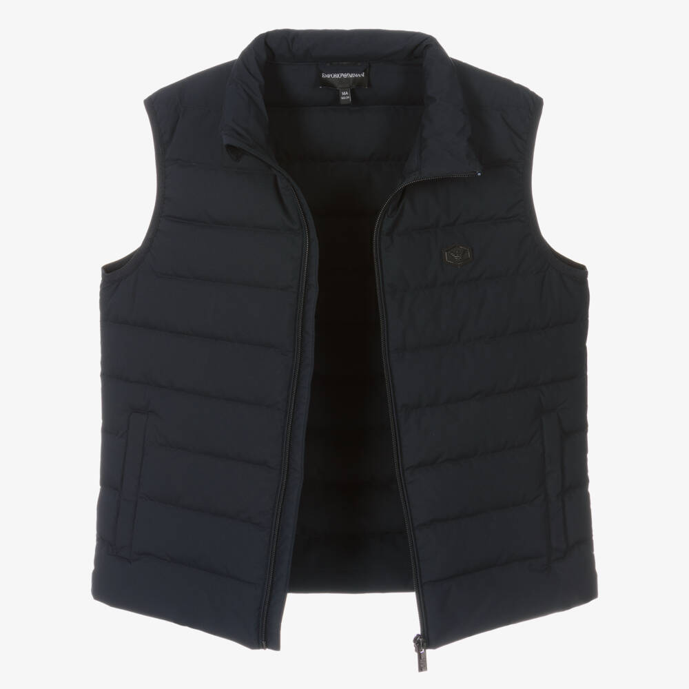 Emporio Armani-Teen Boys Navy Blue Down Gilet | Childrensalon Outlet