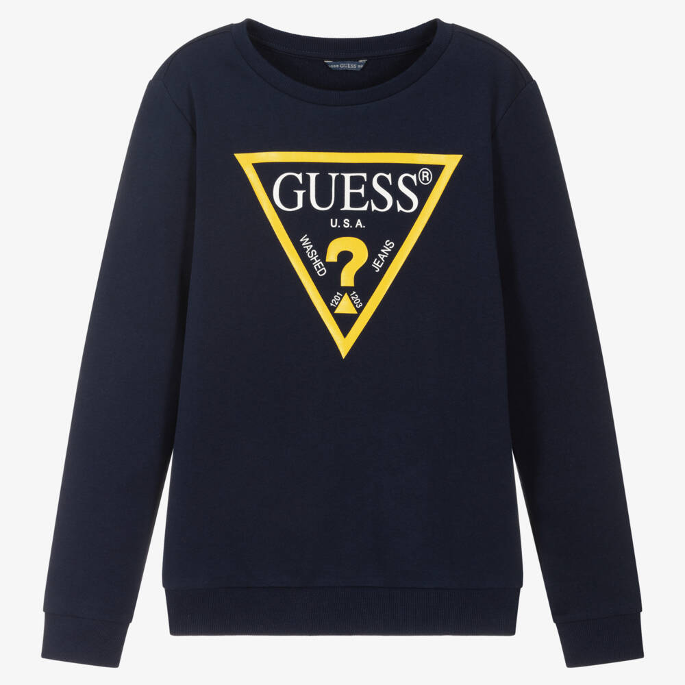 Guess-Teen Boys Navy Blue Organic Cotton Sweatshirt | Childrensalon Outlet