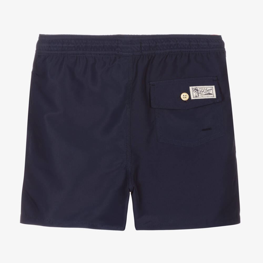Ralph Lauren-Teen Boys Navy Blue Swim Shorts With Pony Logo | Childrensalon Outlet