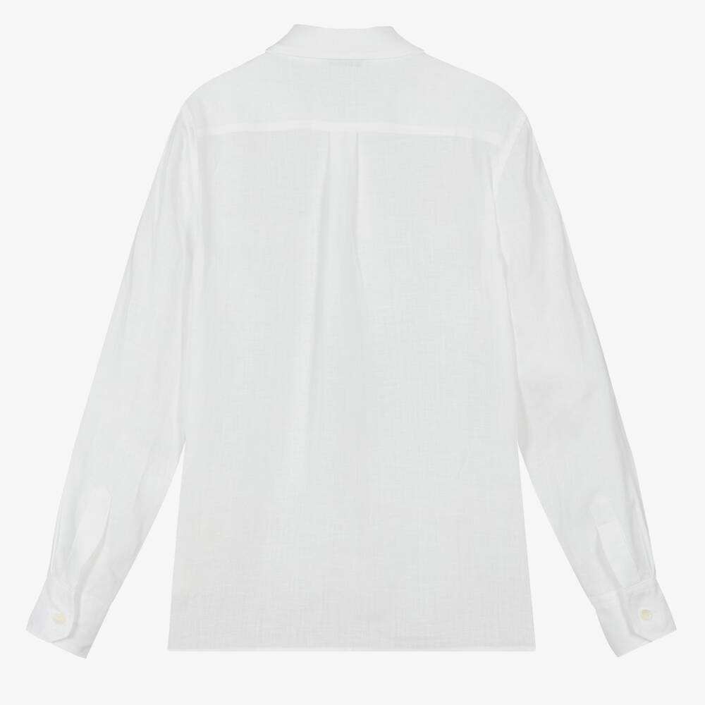 Dolce & Gabbana-Teen Boys White Linen Logo Shirt | Childrensalon Outlet