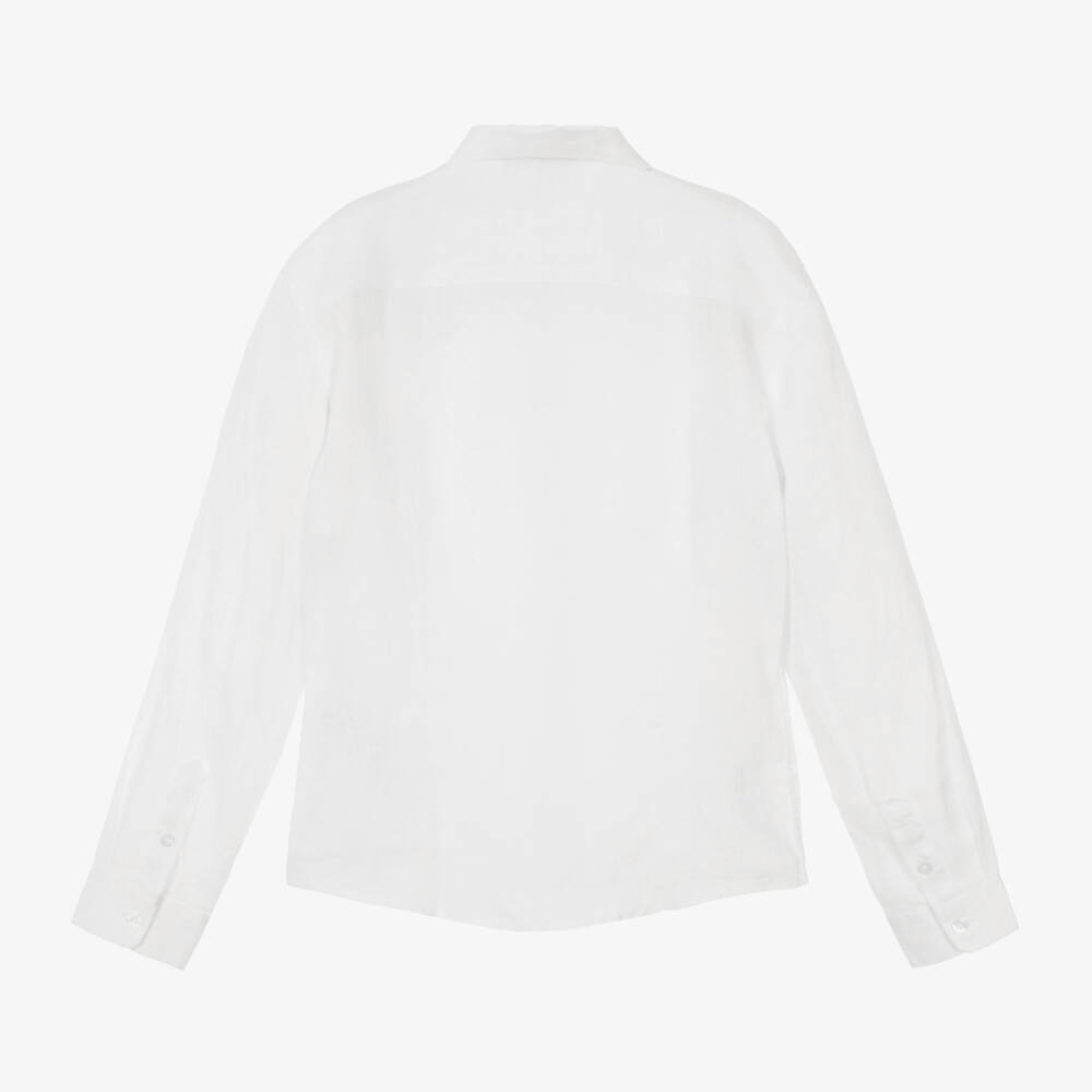Emporio Armani-Teen Boys White Linen Shirt | Childrensalon Outlet