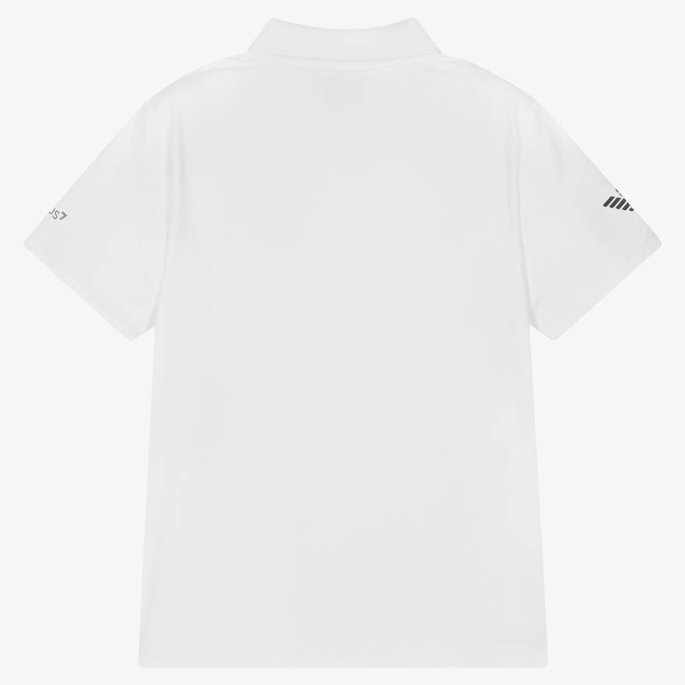 EA7 Emporio Armani-Teen Boys White Ventus7 Sports Polo Shirt | Childrensalon Outlet