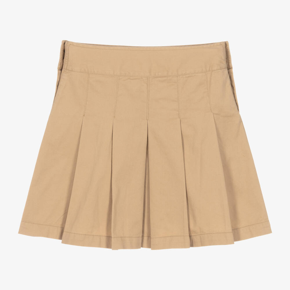 Ralph Lauren-Teen Girls Beige Cotton Pleated Skirt | Childrensalon Outlet