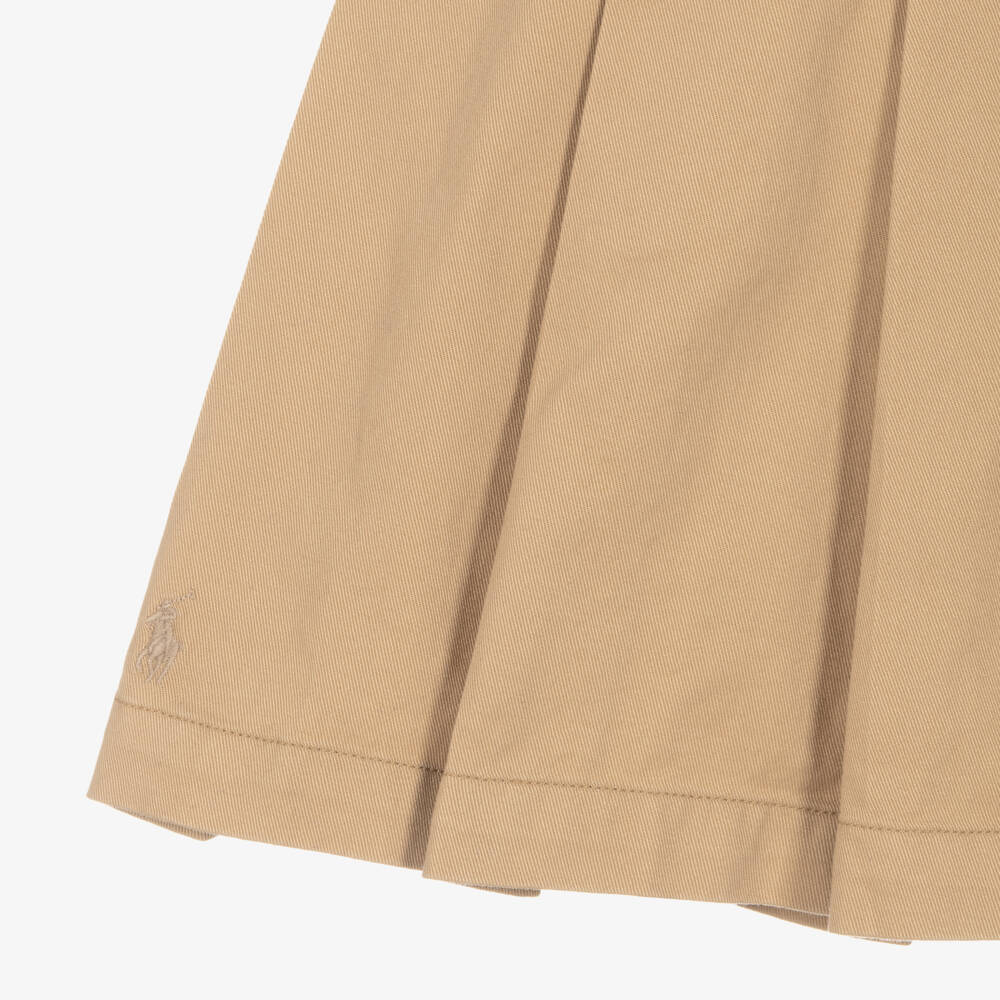 Ralph Lauren-Teen Girls Beige Cotton Pleated Skirt | Childrensalon Outlet