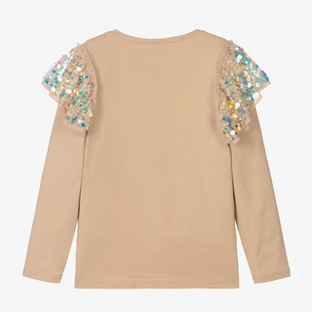 Angel's Face-Teen Girls Beige Sequin Top | Childrensalon Outlet