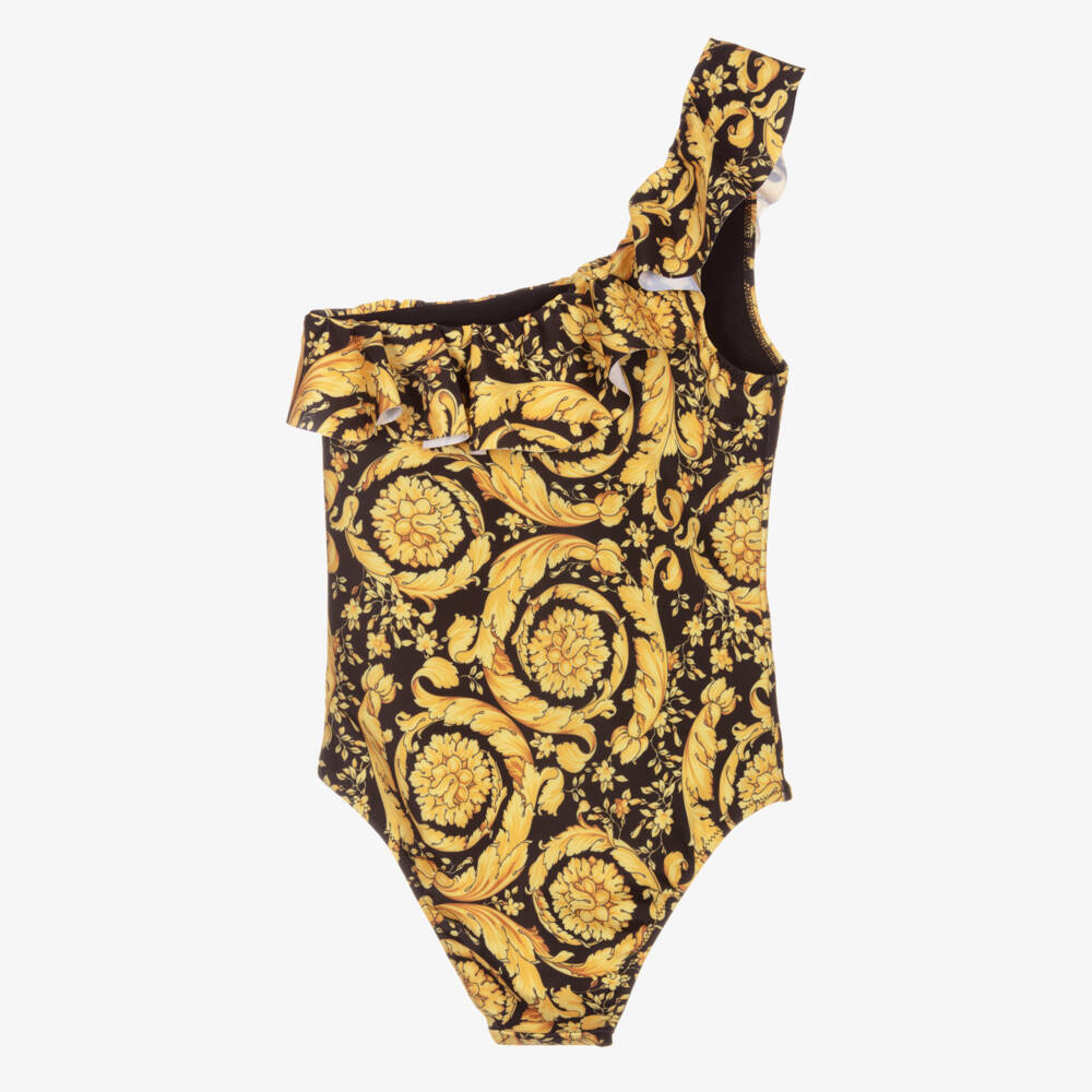 Versace-Teen Girls Black Barocco Swimsuit | Childrensalon Outlet