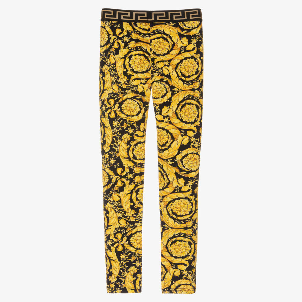 Versace-Teen Girls Black & Gold Barocco Print Leggings | Childrensalon Outlet