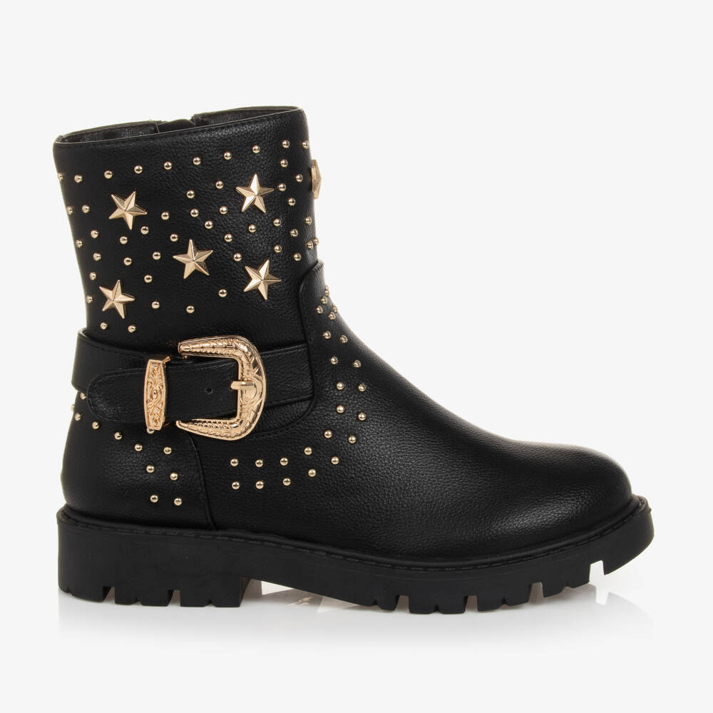 Angel's Face-Teen Girls Black Studded Faux Leather Boots | Childrensalon Outlet