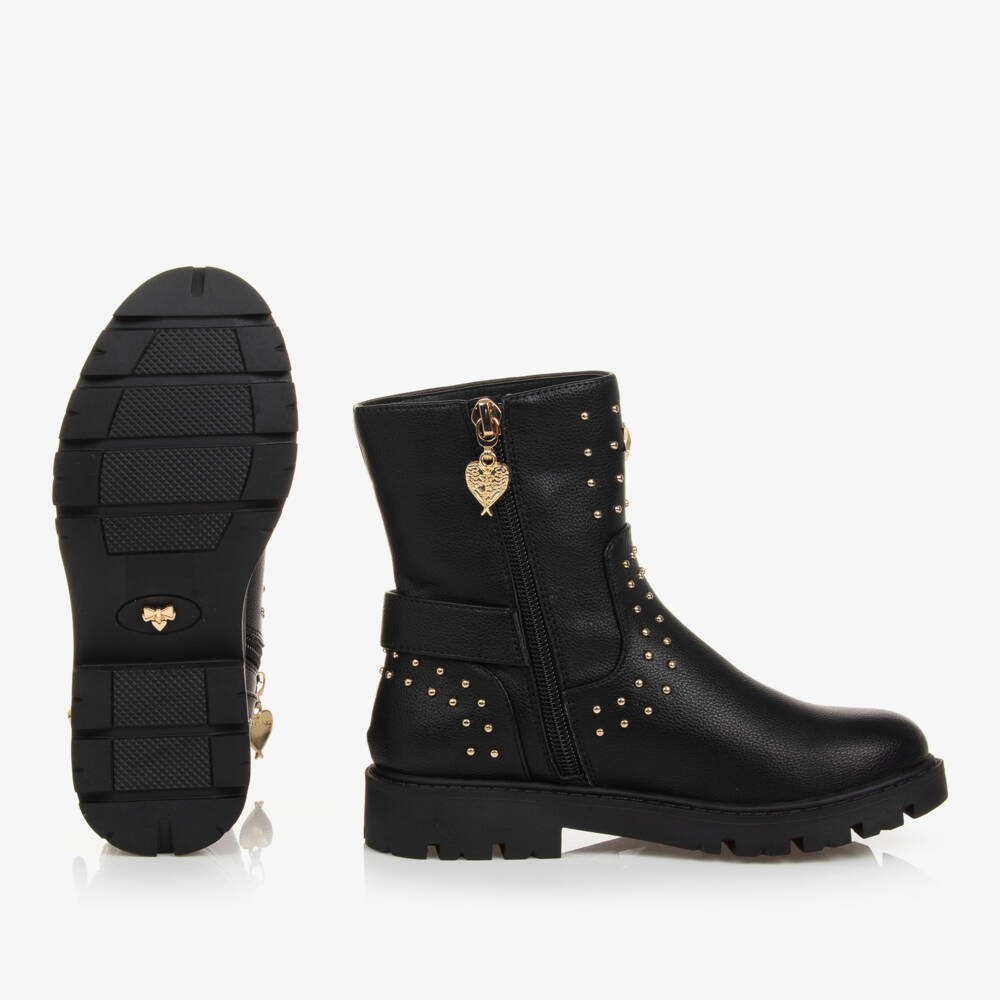 Angel's Face-Teen Girls Black Studded Faux Leather Boots | Childrensalon Outlet