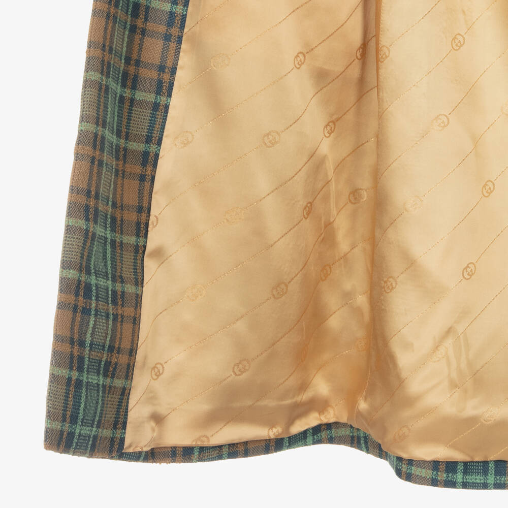 Gucci-Teen Girls Blue & Brown Wool Check Coat | Childrensalon Outlet