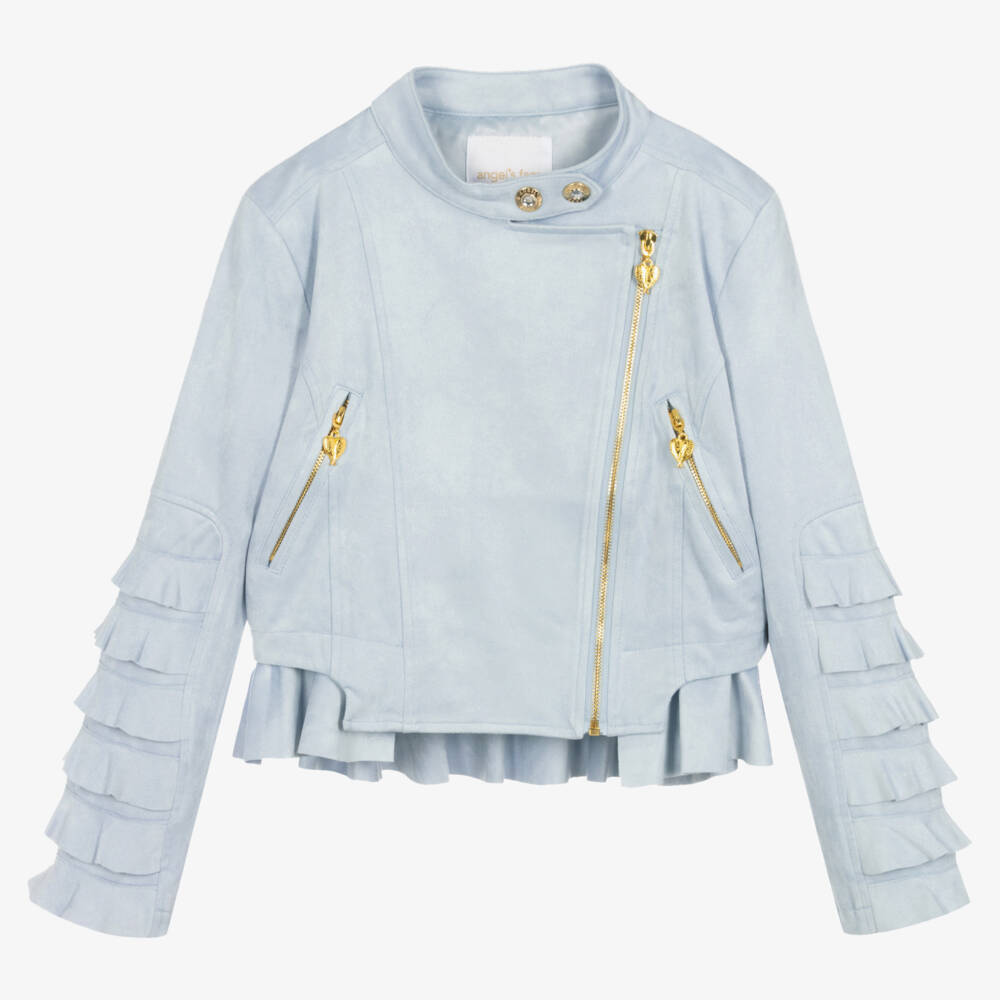 Angel's Face-Teen Girls Blue Faux Suede Biker Jacket | Childrensalon Outlet